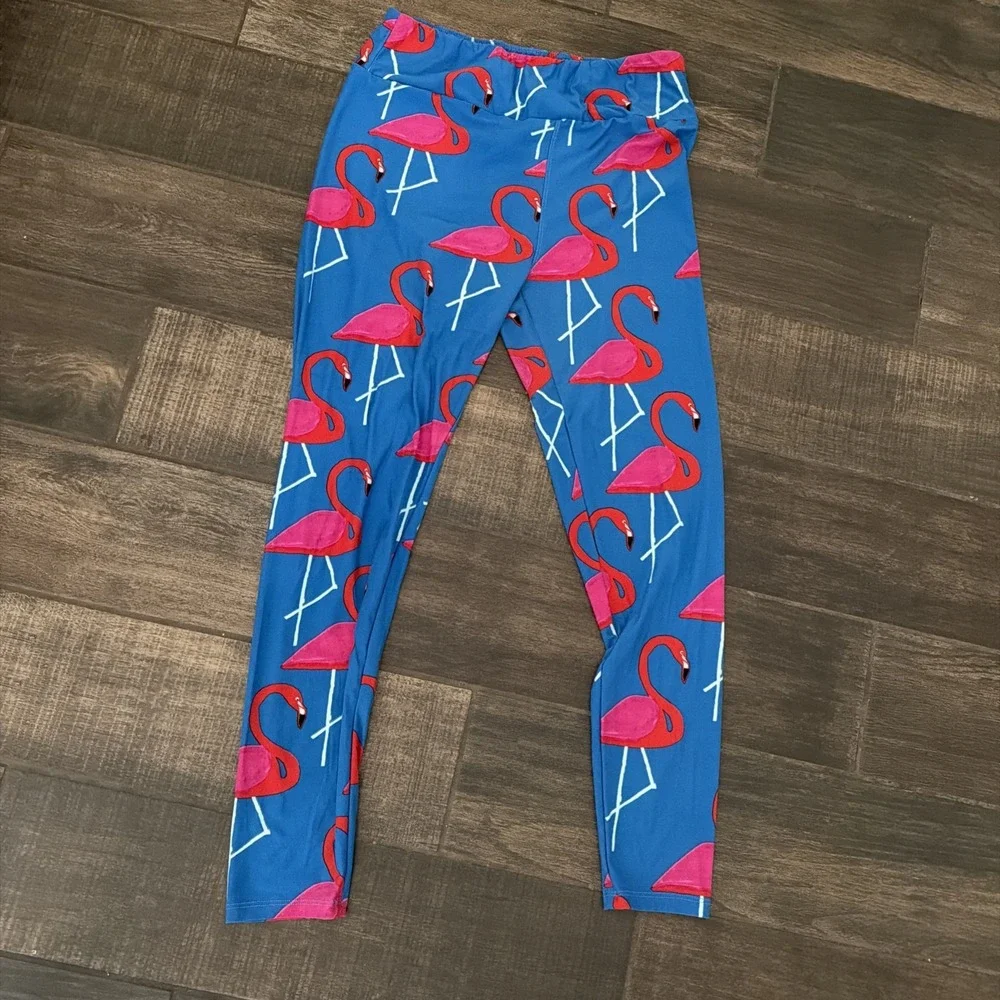 Lot 5 LuLaRoe Tall & Curvy Leggings Floral Geometric Flamingos Stars Hearts EUC - Picture 5 of 12